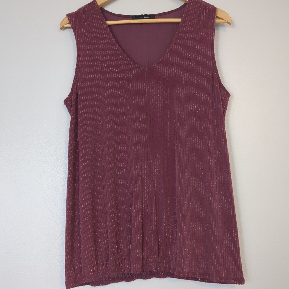 Sloane & Sadie Tank Top Women's XL Plum Metallic Formal Wedding Summer Feminine